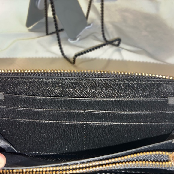 Tory Burch Black Saffiano Zip Wallet with Gold Logo Accent - Picture 5 of 9